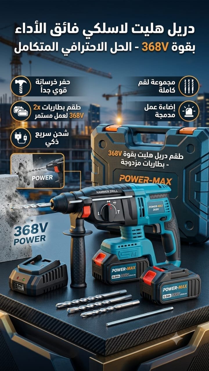 🛠️ دريل هليت لاسلكي احترافي 368V