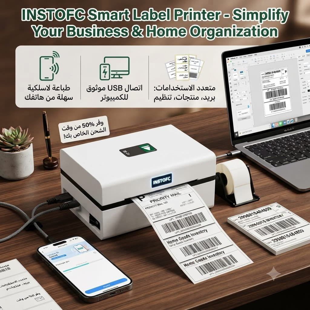 🖨️ طابعة ملصقات ذكية INSTOFC
