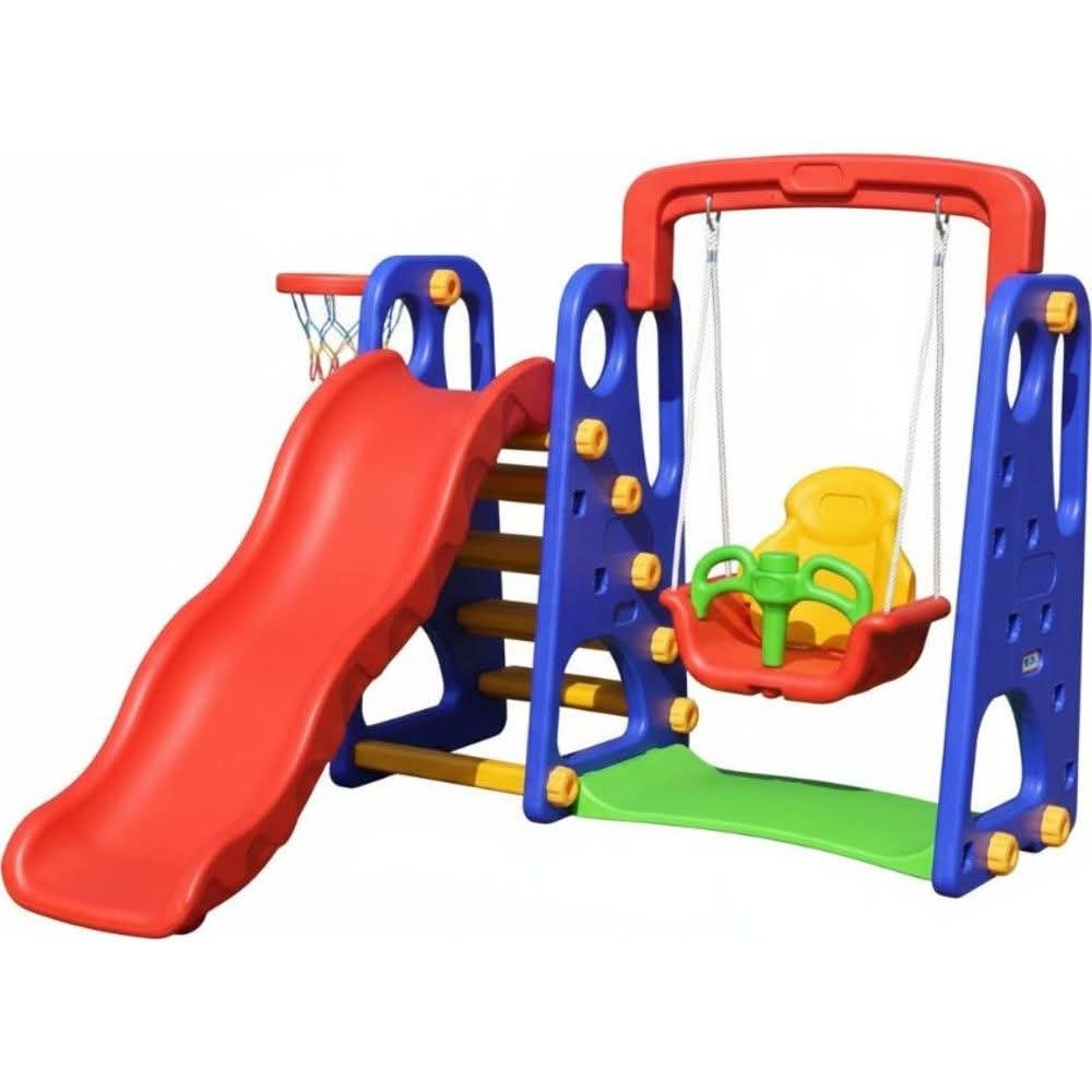 🧸 مجموعة لعب الأطفال 3 في 1: زحليقة ومرجيحة وسلة