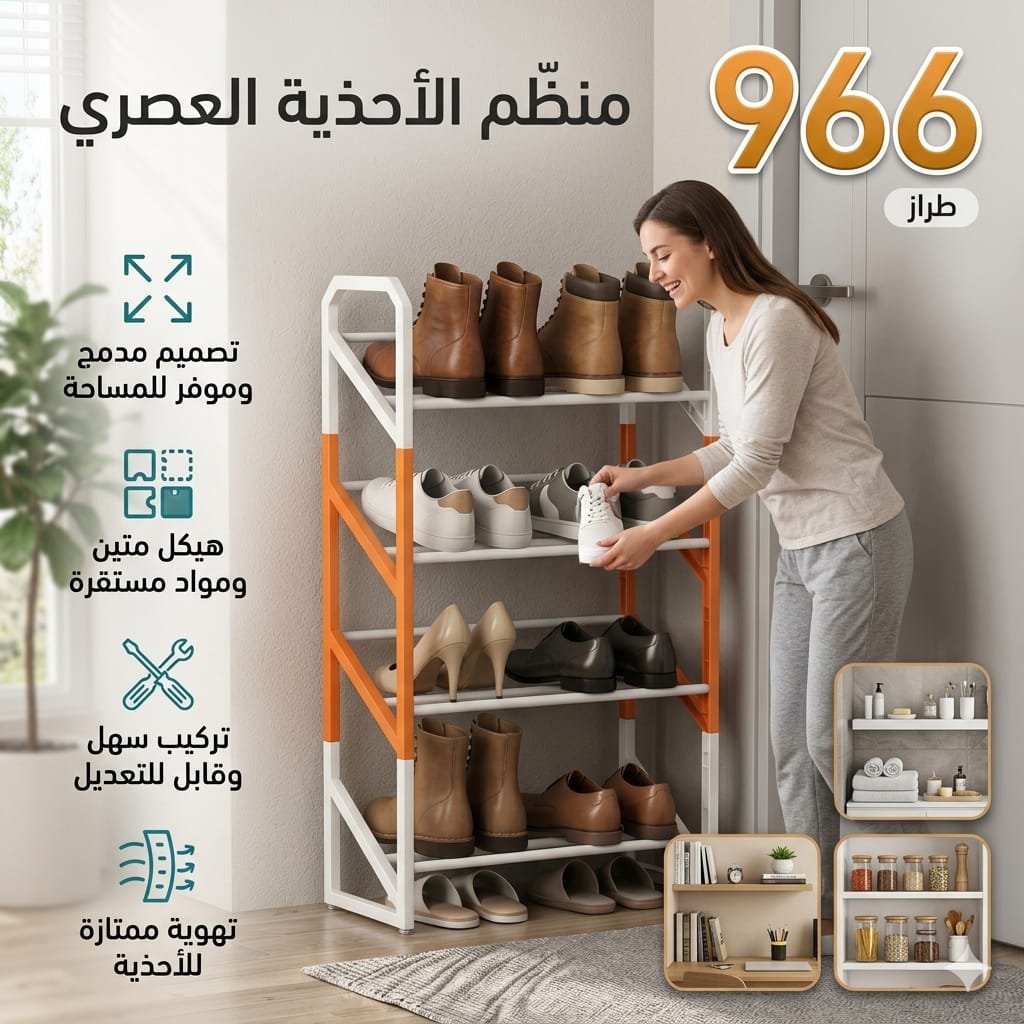 🗄️ رف أحذية ذكي منظم عصري