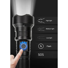 مصباح يدوي تكتيكي LED قابل لإعادة الشحن عبر USB للتخييم
