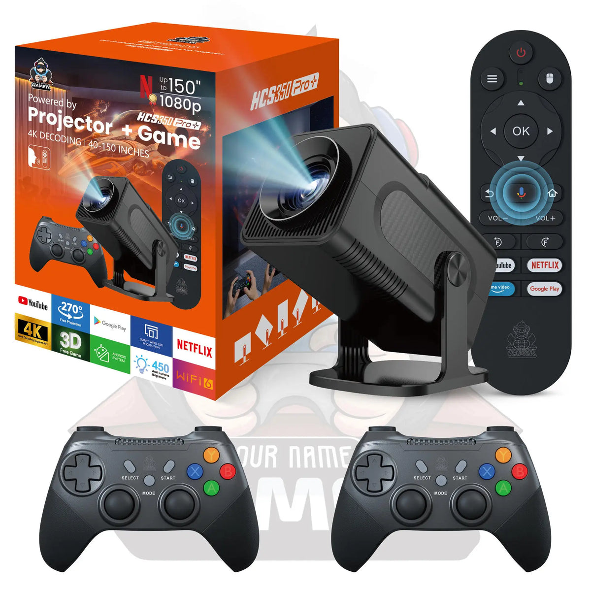 HCS350PRO+ بروجكتر ذكي لاسلكي بدقة 4K ونظام Android 11