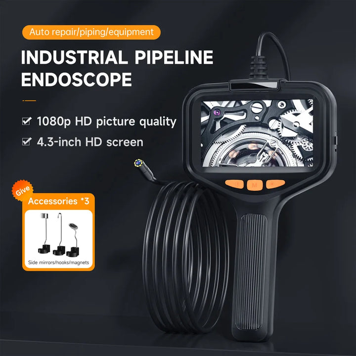 HD-P200 كاميرا فحص المنظار الرقمية 1080P بشاشة 4.3 بوصة و8 مصابيح LED