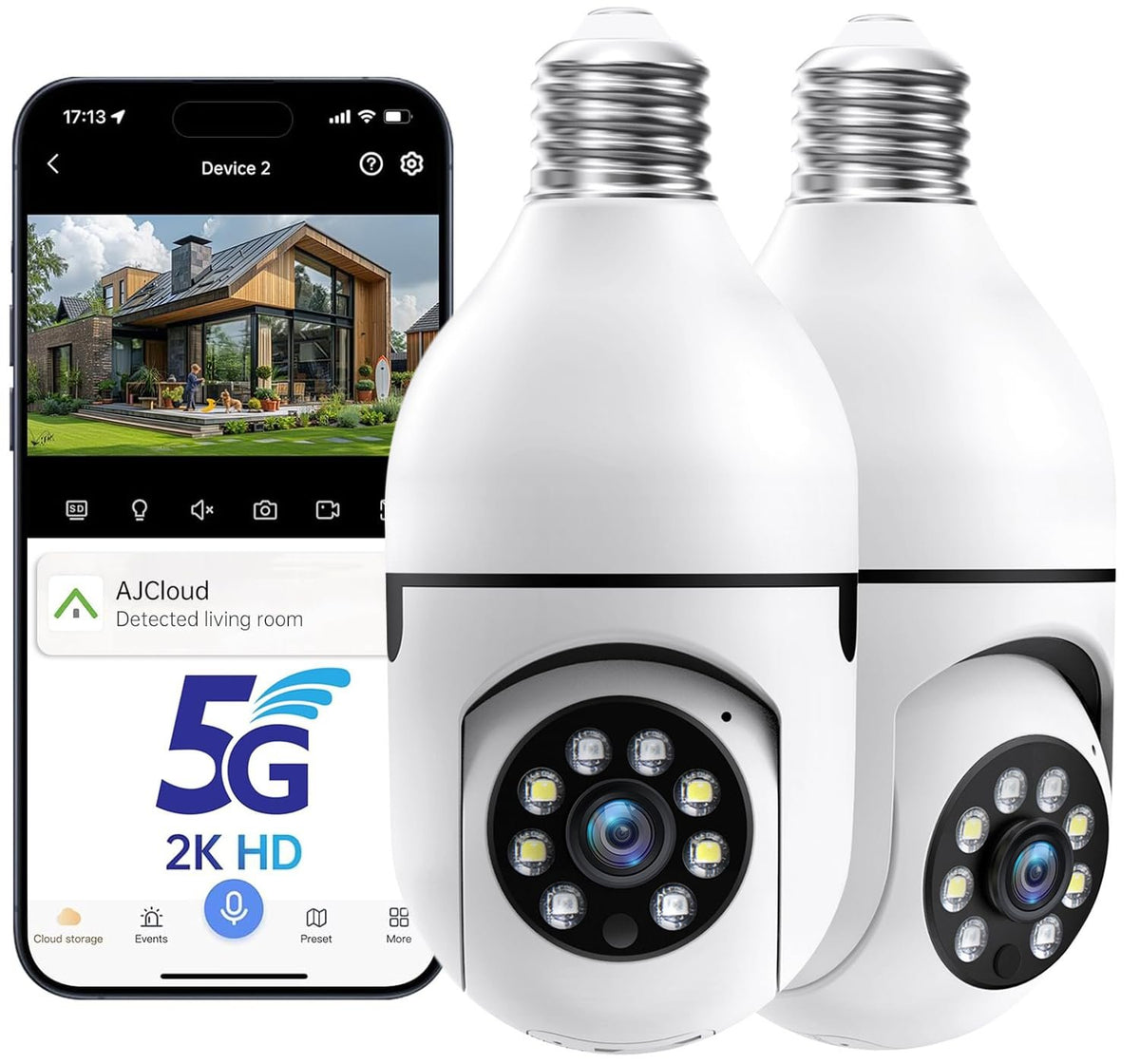 📷 كاميرا مراقبة ذكية على شكل مصباح 2K HD 5G