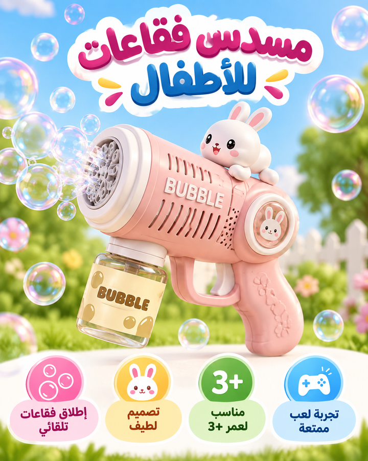 مسدس فقاعات وردي للأطفال