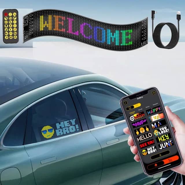 🚗 شاشة بكسل مرنة ذكية للسيارة