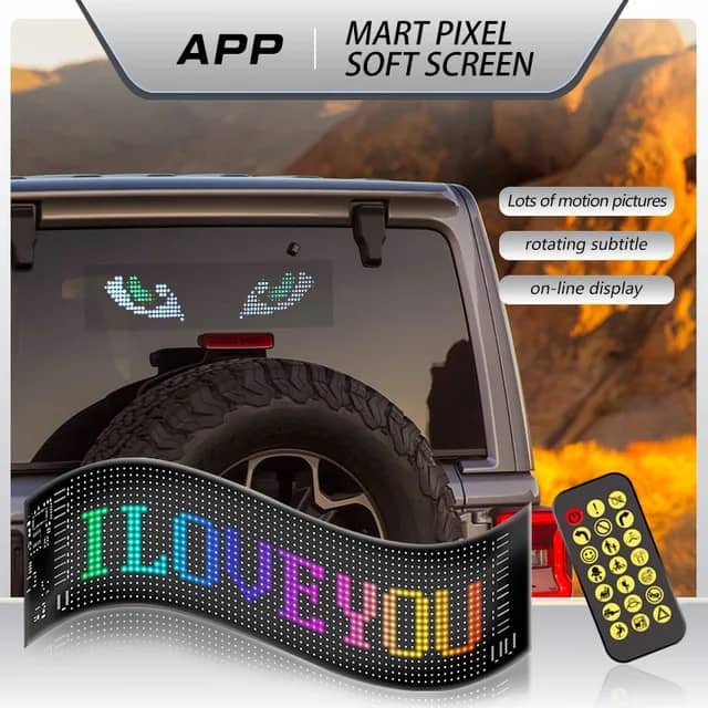 🚗 شاشة بكسل مرنة ذكية للسيارة