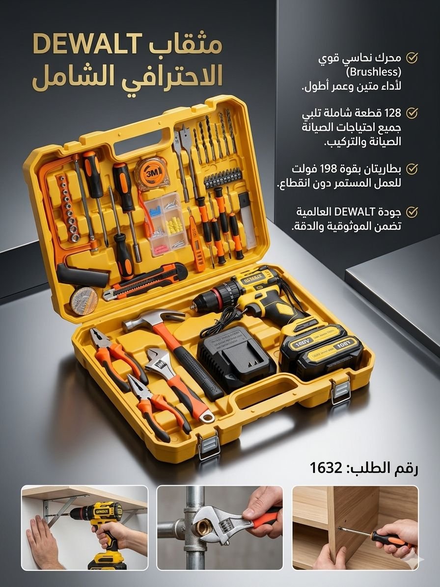 🛠️ مثقاب DEWALT الاحترافي الشامل