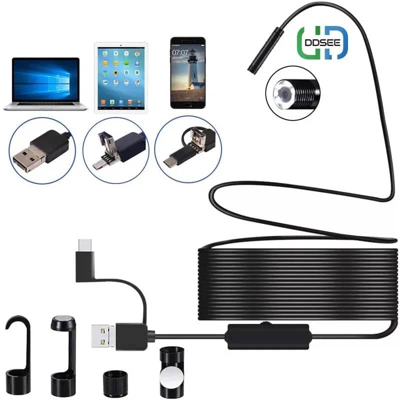 📷 كاميرا فحص بمنظار داخلي 5 متر USB/Type-C