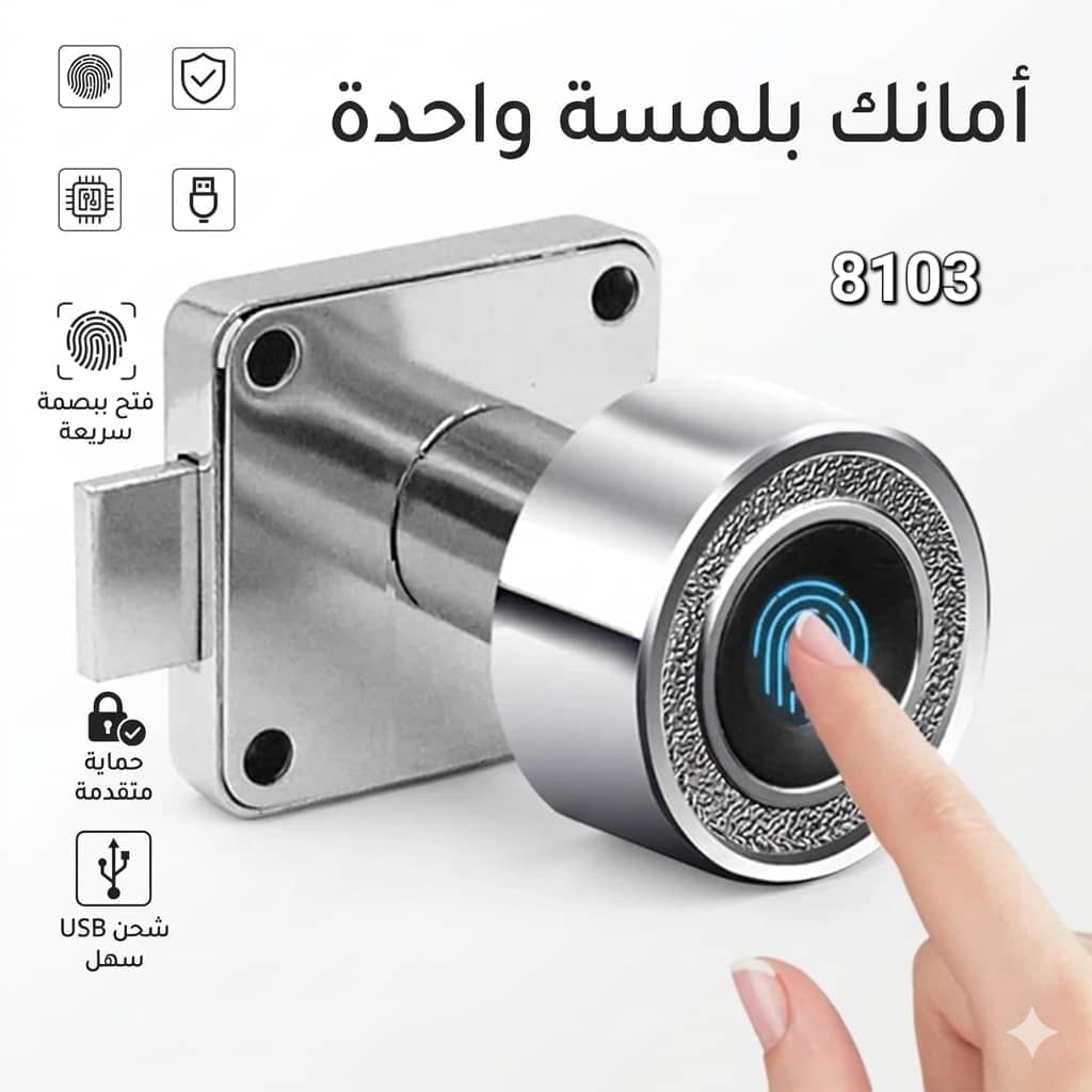 🔐 قفل الأدراج والخزائن الذكي بالبصمة — موديل 8103