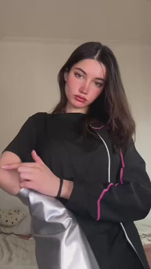 🏋️ طقم رياضي نسائي متكامل - أسود بلمسات وردية