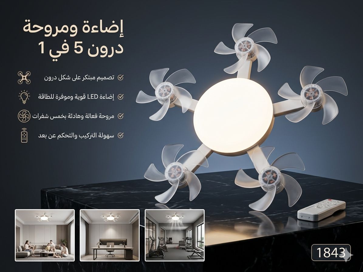 إضاءة سقف مع مراوح متعددة